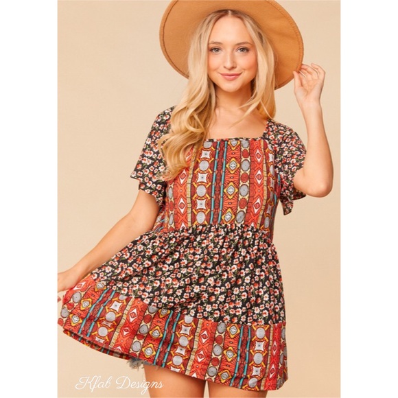 ❤️LAST 2! Boho Flutter Sleeve Babydoll Peplum Top! - Picture 3 of 9